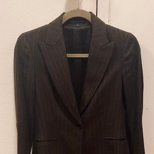 Theory Brown Stripe Wool Blazer